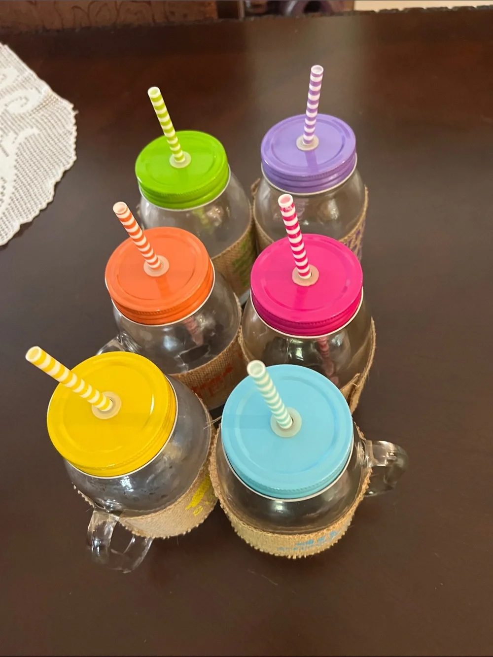 Large Colorful Mason Jar Drinking Glasses with Straw - Assorted Colors,